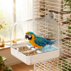 Transparent Bird Bath Cage Splash Proof Food Holder Box Bird