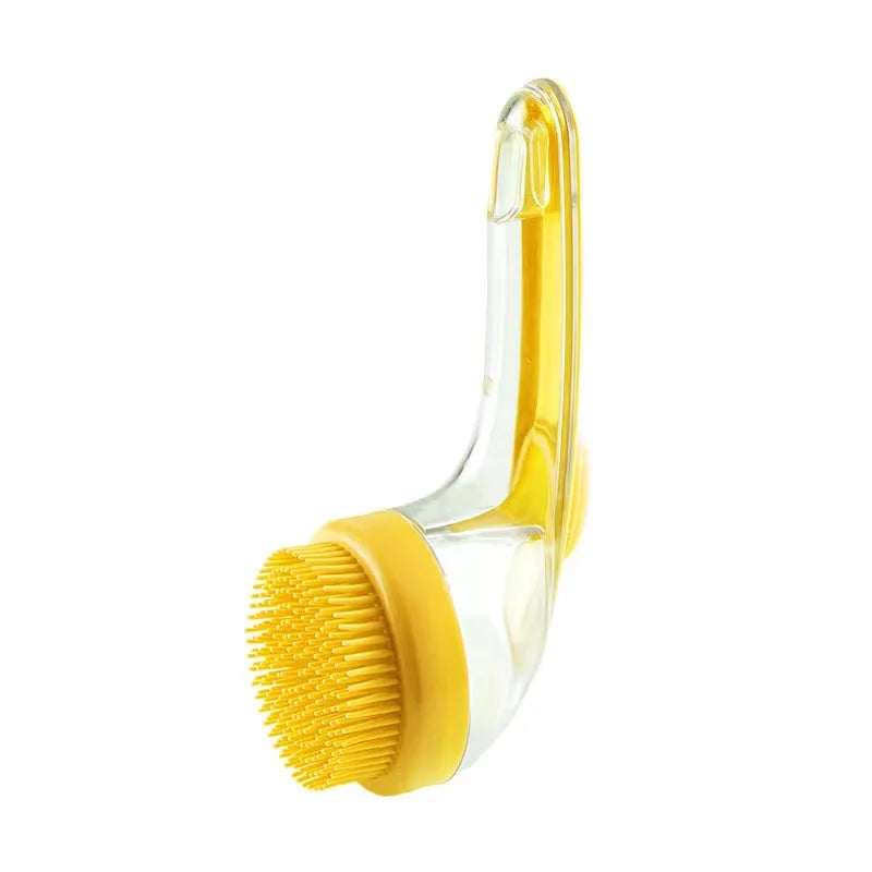 Pet Bath Brush Soft Silicone Long Handle with Shampoo Dispenser
