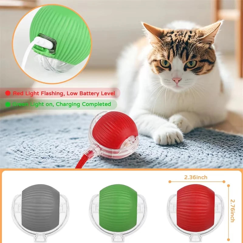 New Cat Interactive Ball Toy Automatic Rolling Ball Faux Tail