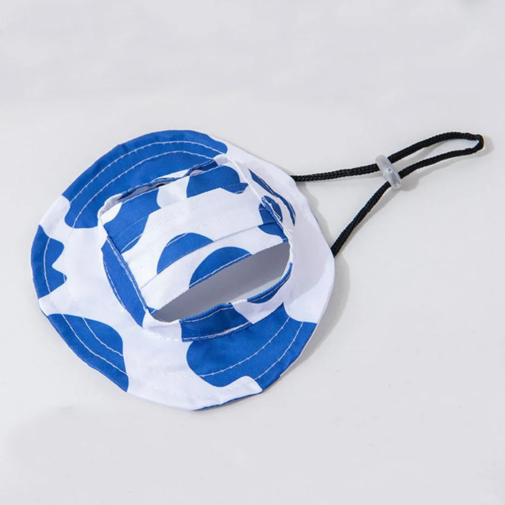 Pet Bucket Hat Summer Sun Cap Adjustable for Small Medium Dogs