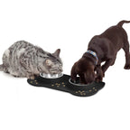 Stainless Steel Pet Dog Feeder Silicone Anti-Spill Cats Dog Double
