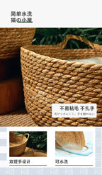 Ouzey Rattan Weaving Basket For Cat Comfortable Sleeping Pet Dog