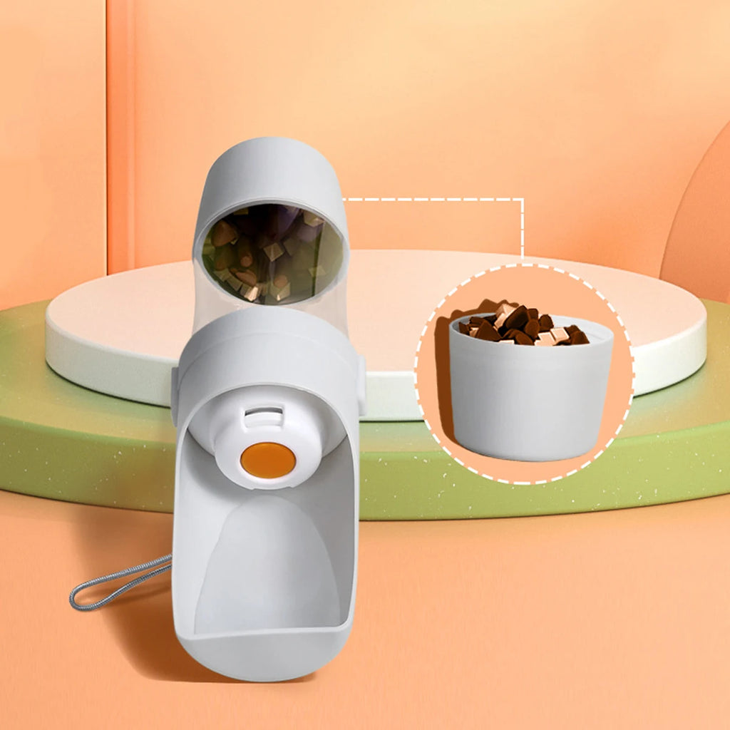 Portable Water Bottle with Food Container for Dogs