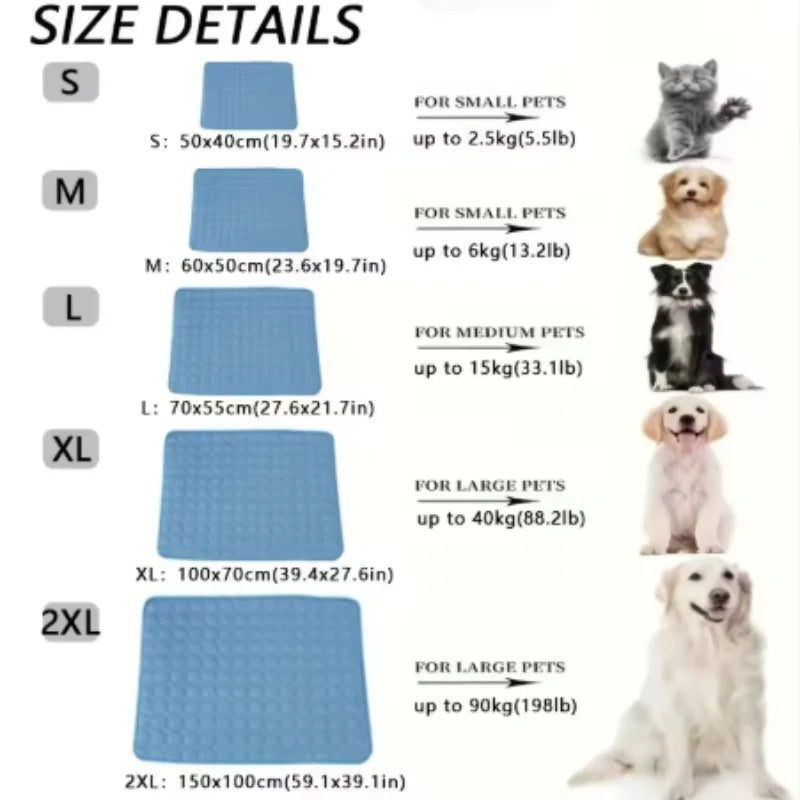 Dog Cooling Mat Summer Pet Cold Bed Extra Large for Small Big Dogs