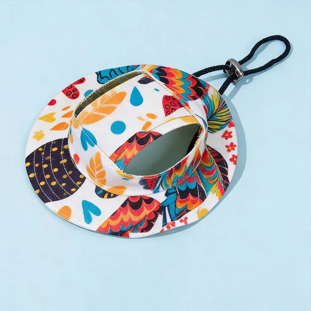 Pet Bucket Hat Summer Sun Cap Adjustable for Small Medium Dogs