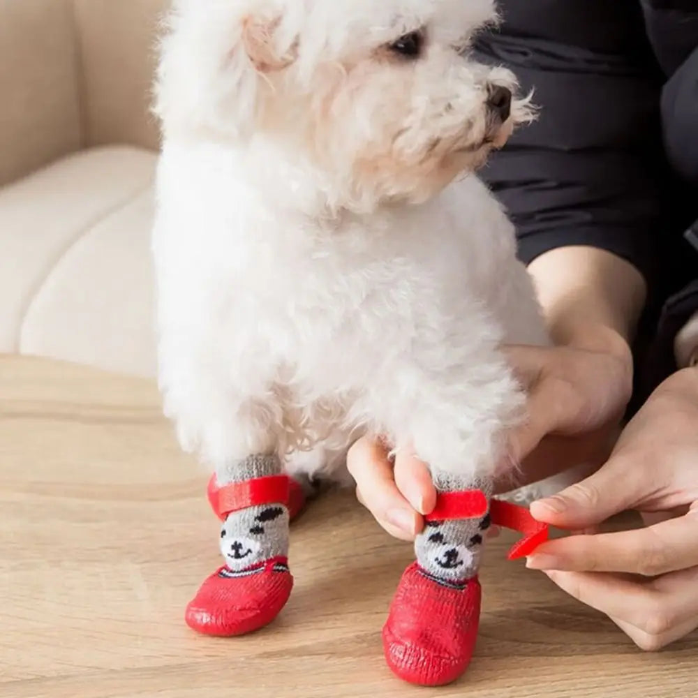 Pet Dog Shoes Socks Waterproof Cats Dogs Rubber Non-slip Socks, Knitting Warm Rain Snow Boots for Small Medium Pets Outdoor