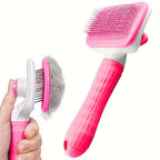 Self-Cleaning Pet Brush,One-Click Hair Removal, Round Tip Slicker