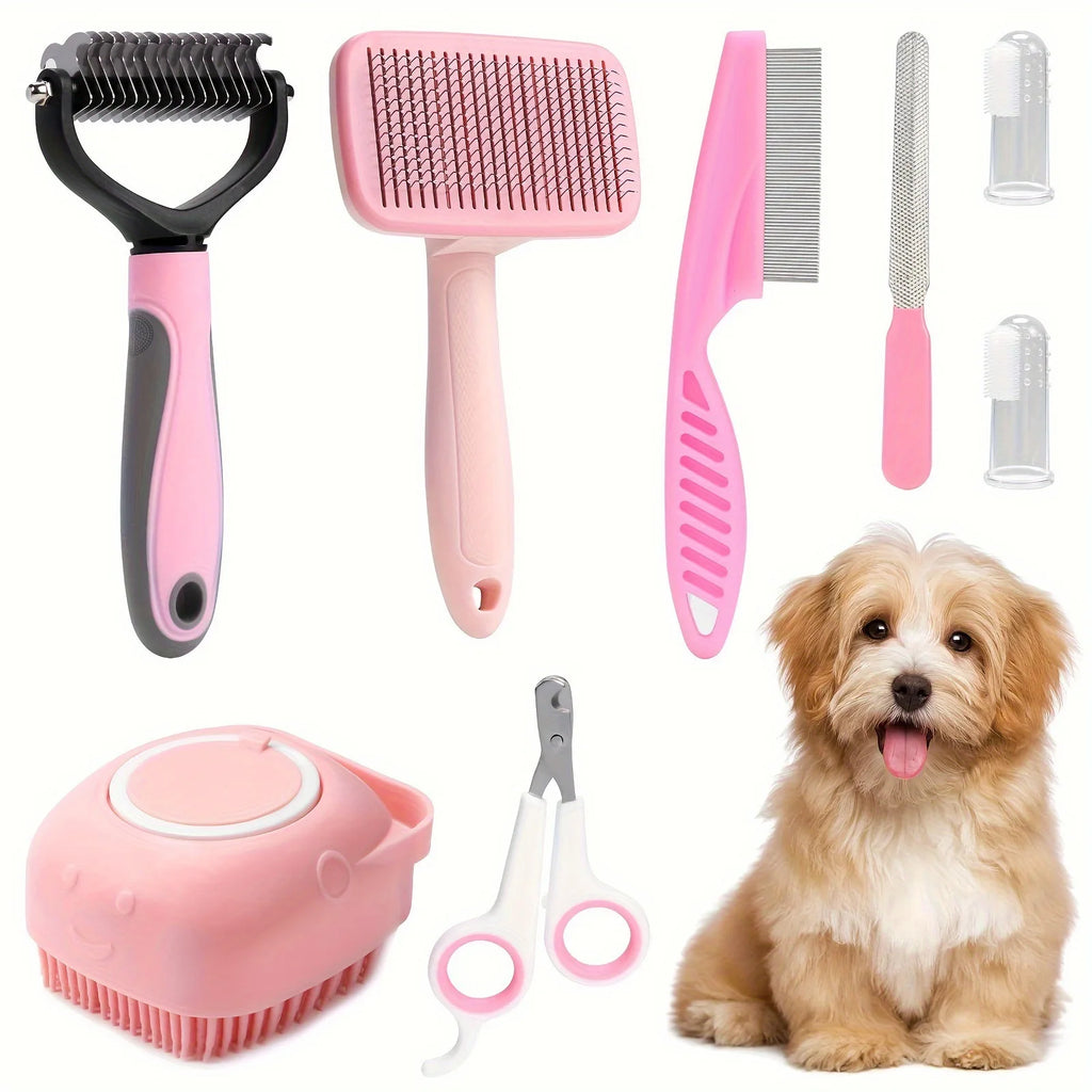 Combo Set Cat Brush Beauty Kit with Pet Nail Clippers and Files