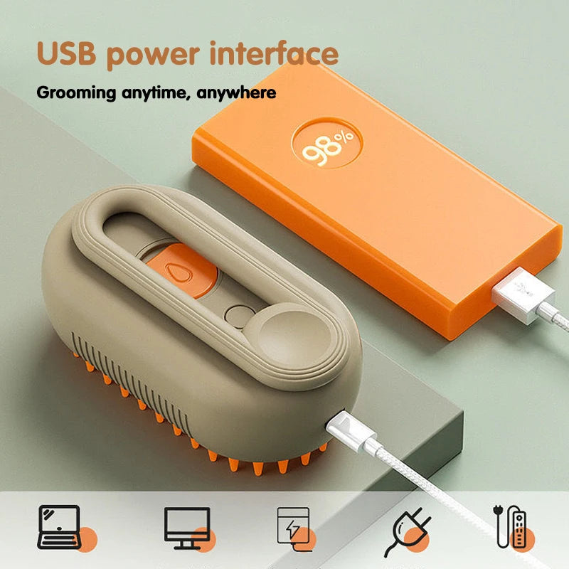 3 in 1 Pet Electric Steam Brush Cat and Dog Cleaning Spray Massage