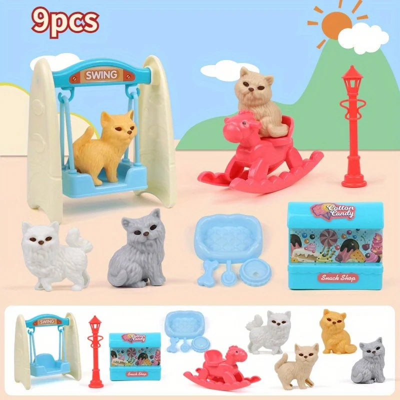 Cute Dog Pet Basket Doll Set