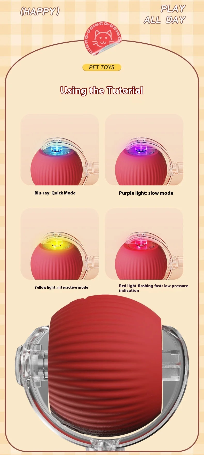 New Electric Cat Ball Toys Automatic Rolling Ball with Teaser Bird