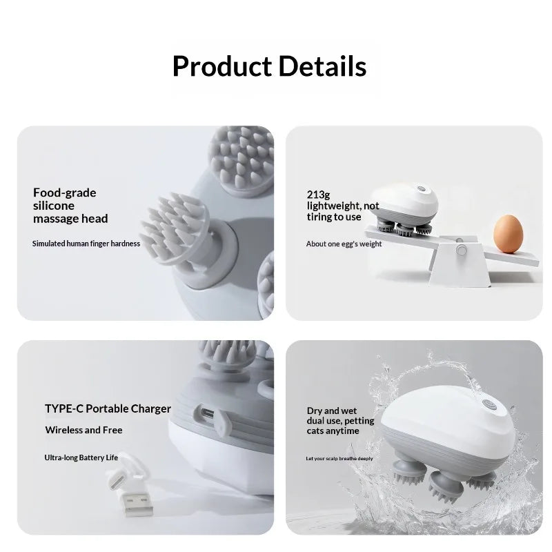 Electric Cat Head Massager Smart Pet Massager Waterproof