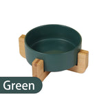 Custom Ceramic Pet Bowl Dish with Wood Stand Dog Cat Bowl with