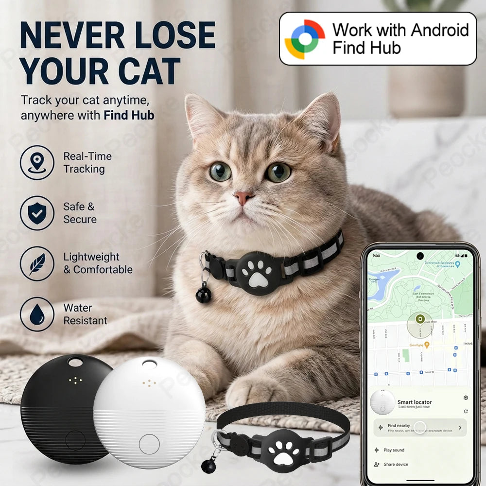 Bluetooth GPS Tracker with Cat Collar Reflective Strips Adjustable