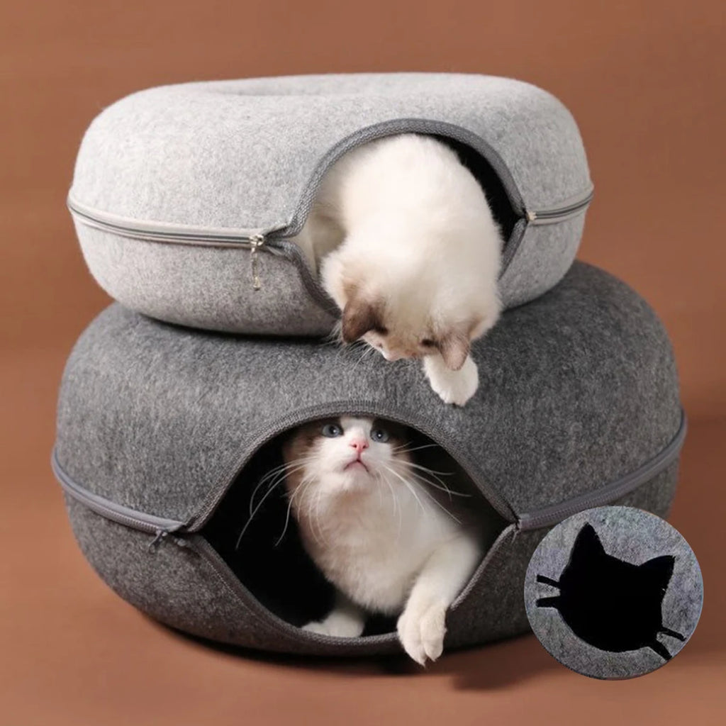 B-Tunnel Donut Cat Bed Interactive Tunnel Pet Felt Indoor Toys