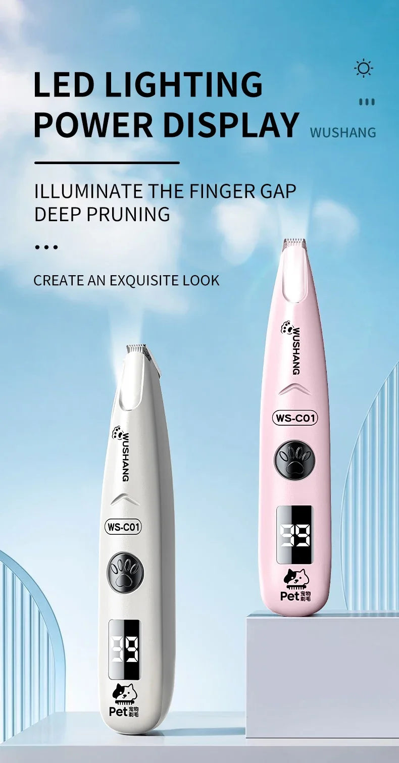 Pet Dog Electric Groomer Trimmer with LED Light Waterproof Pet