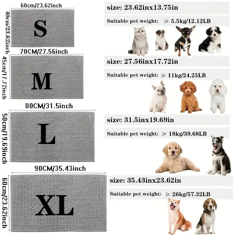 Dog Door Mat for Muddy Paws, ABSorbs Moisture and Dirt, ABSorbent