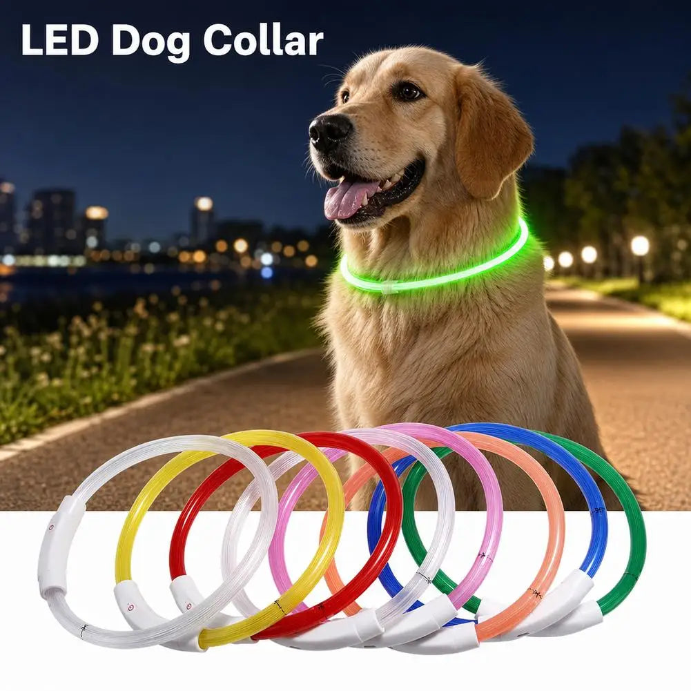 Luminous Pet Dog Collar Waterproof LED Dog Collar Rechargeable