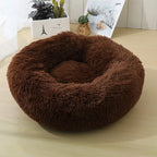 Soft Pet Cat Bed Pad Plush Warm Faux Fur Dog Calm Bed Donut Round