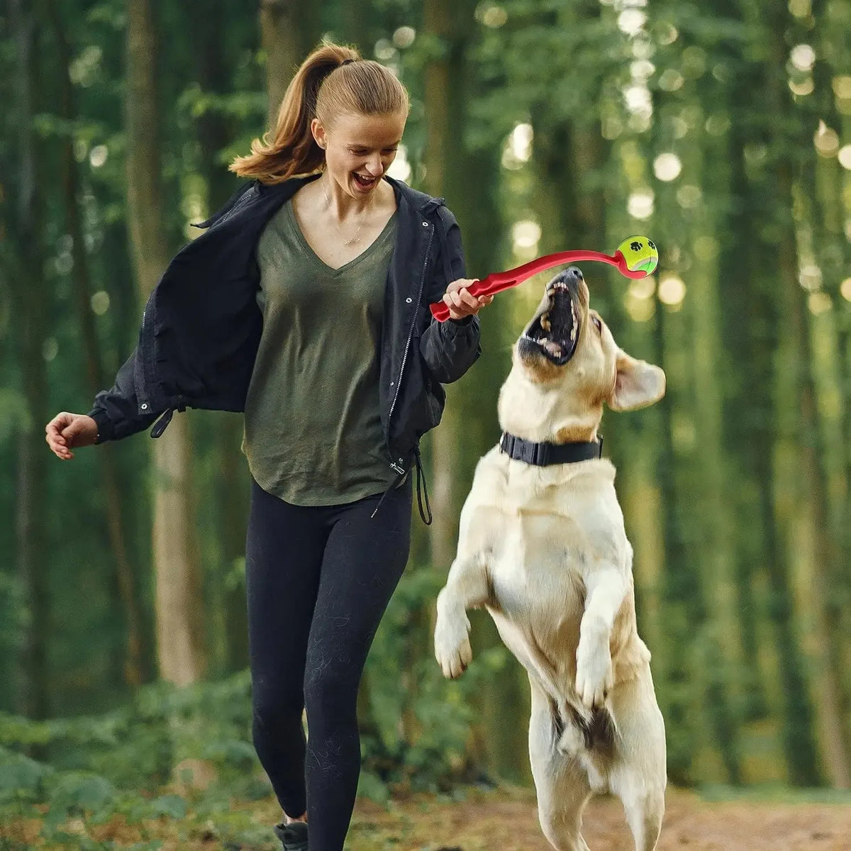 Pet Tennis Ball Launcher Set Outdoor Dog Training Toy Fetch Play