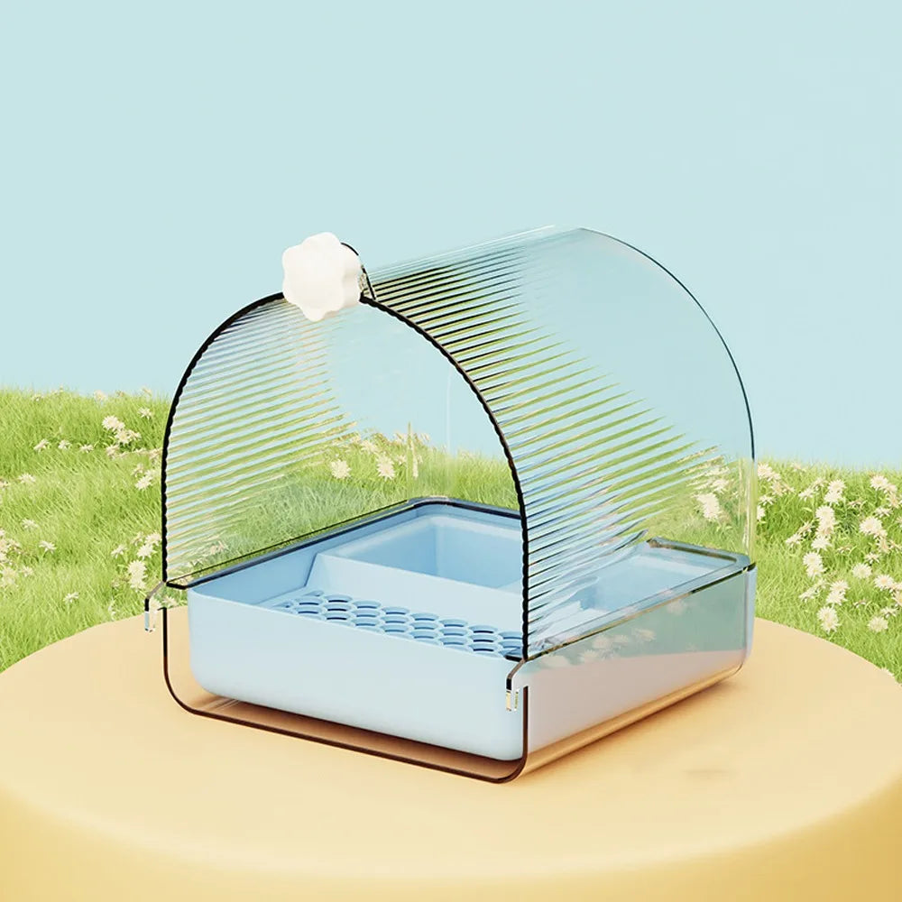 Transparent Bird Bath Cage Splash Proof Food Holder Box Bird