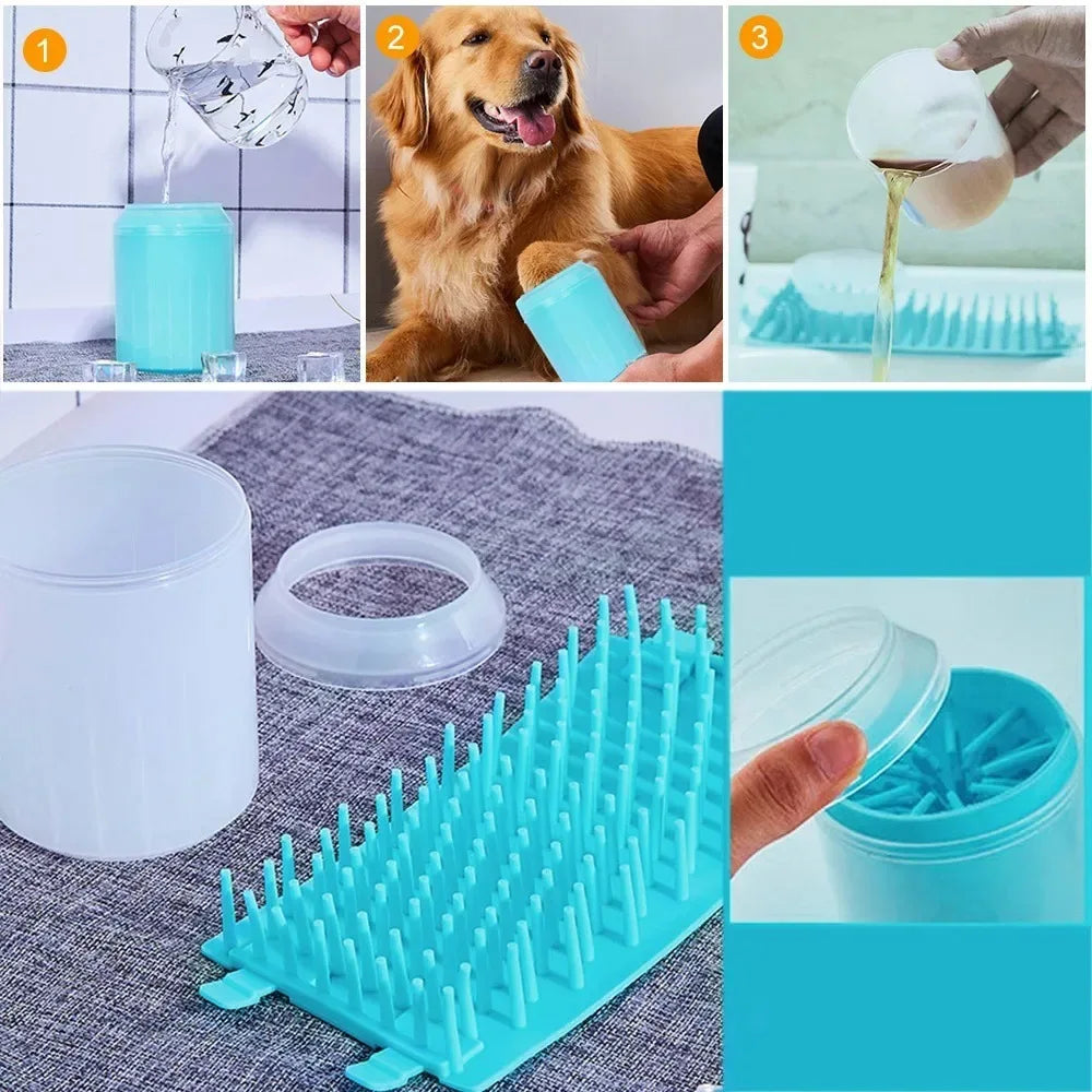 Dog Paw Cleaner Cup Soft Silicone Combs Portable Outdoor Pet Foot