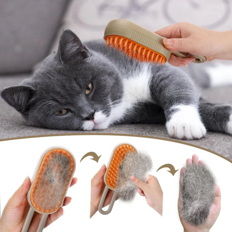 3 in 1 Steam Cat Brush Pet Hair Remover Vaporizer Grooming Comb