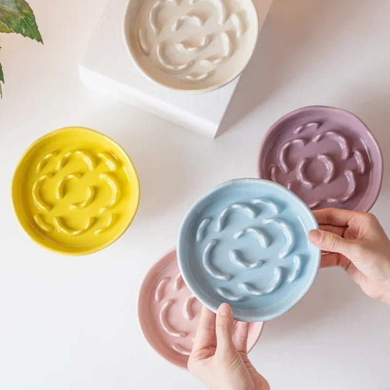 Ceramic Slow Food Bowl,Neck Protection Bowl Not Easy to Knock Over