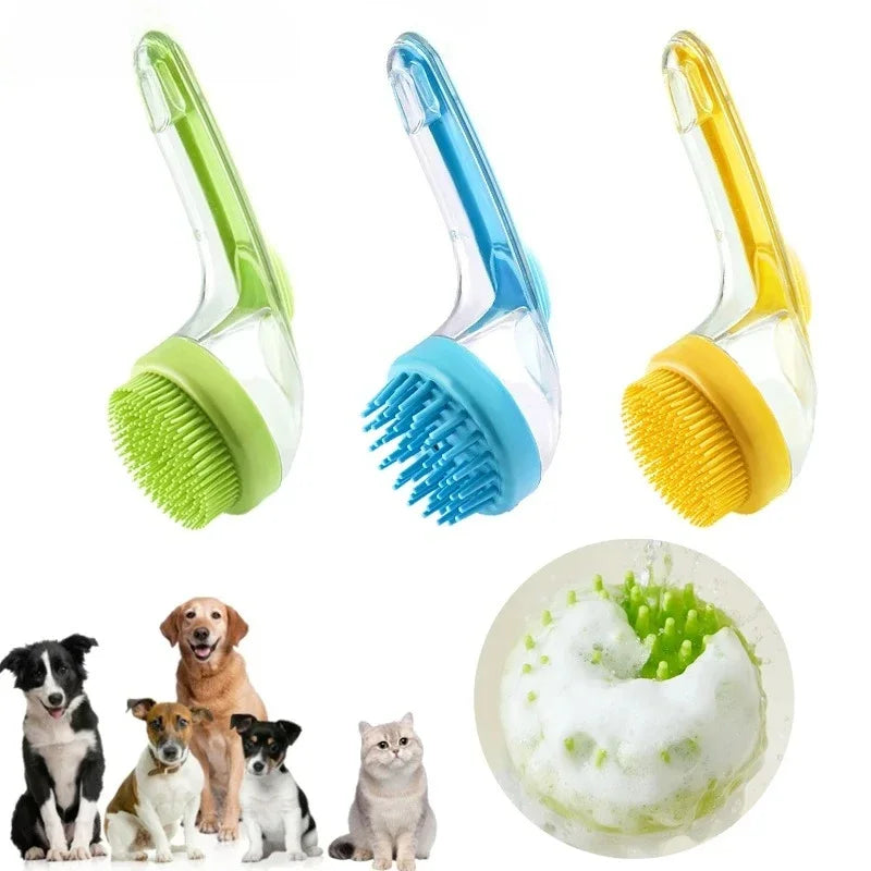 Long Handle Dog Cleaning Brush Soft Silicone Pet Bathing Brush Pet