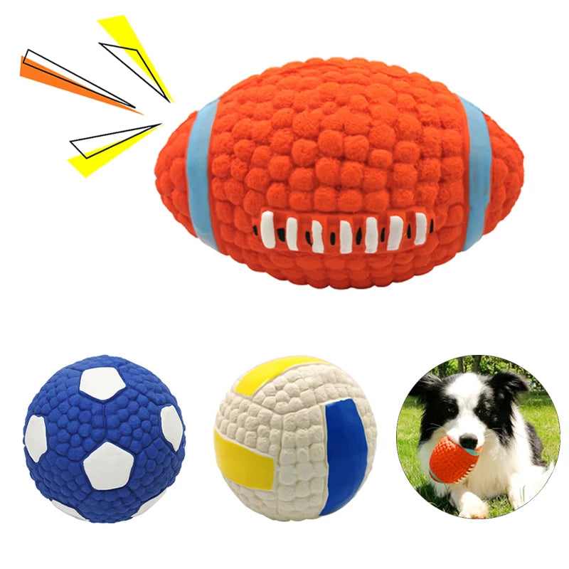 Dog Ball Toy for Small Medium Large Dogs Cat PUppy Squeaky Rugby