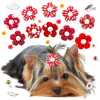 Pet Bows Flowers Shape Hair Accessories Handmade Dog Bows with