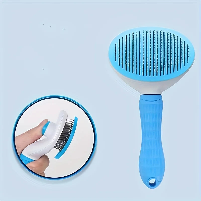 Cat & Dog Dehairing Brush with One-Touch Mechanism - Heavy-Duty