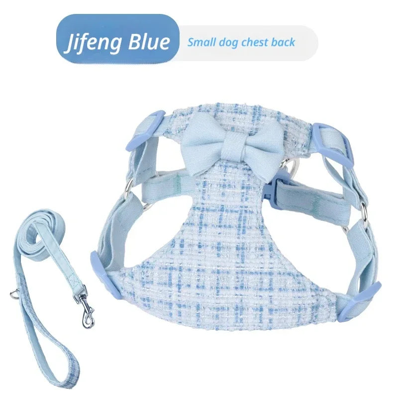 Bow Pet Chest Harness Leash 2-Piece Set, Comfortable Breathable