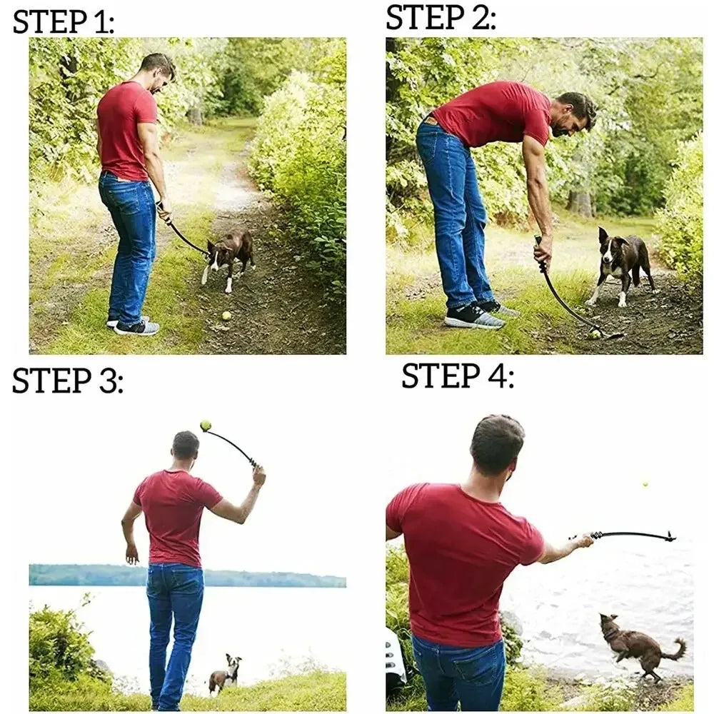 Pet Tennis Ball Launcher Set Outdoor Dog Training Toy Fetch Play