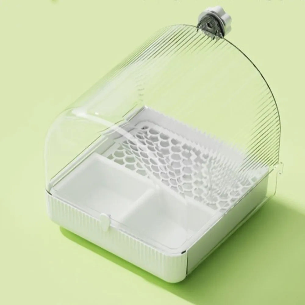 Transparent Bird Bath Cage Splash Proof Food Holder Box Bird