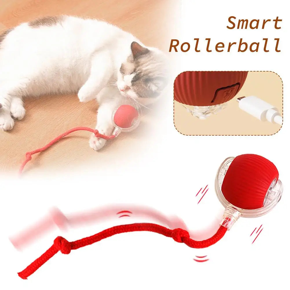 Cat Interactive Ball Toys Automatic Rolling Ball Faux Tail