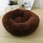 Soft Pet Cat Bed Pad Plush Warm Faux Fur Dog Calm Bed Donut Round