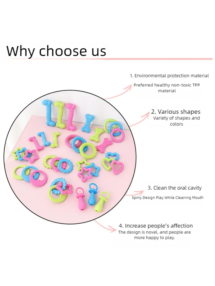 Bone Shape Soft Rubber Pet Chew Toy Bite Resistant Teeth Grinding