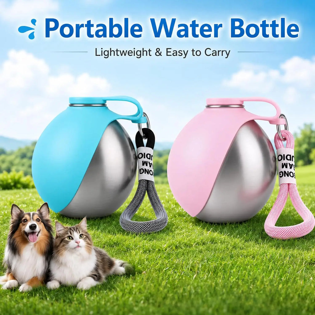 Portable Dog Water Bottle, Plastic/Stainless Steel Pet Water