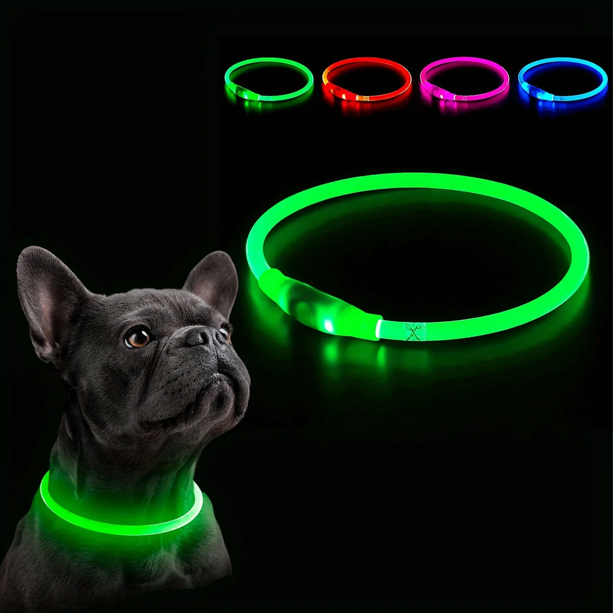 USB Rechargeable Fiber Optic Collar Pet Dog LED Light Collar