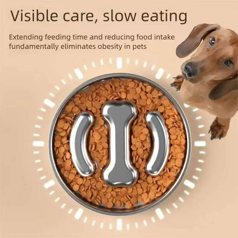 PUzzle Bowl Slow Feeder for Dogs, Stainless Steel Anti-Choking