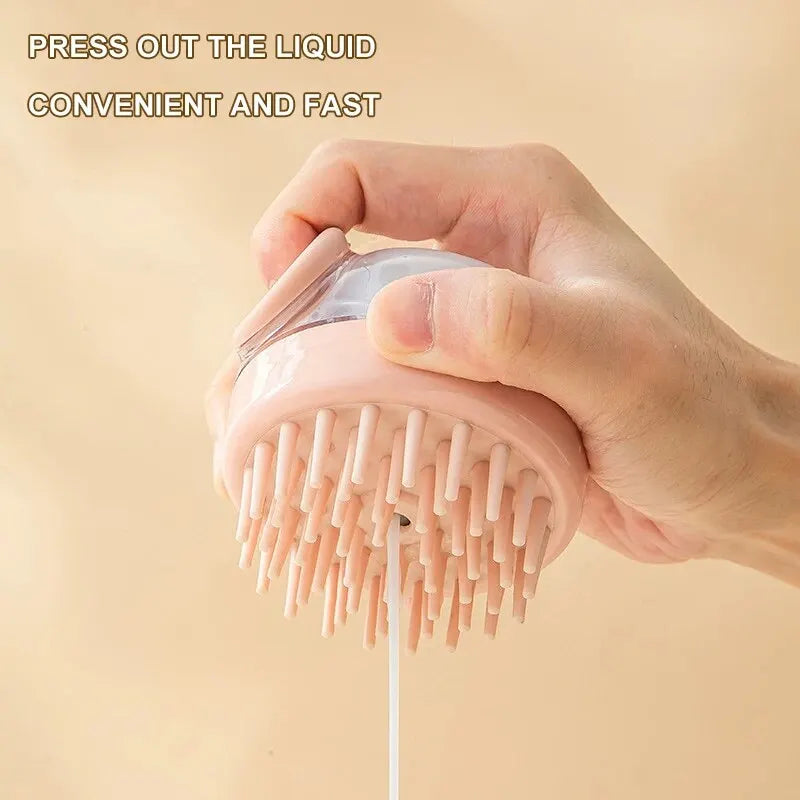 Pet Bath Brush Soft Silicone with Shampoo Dispenser Gentle Massage