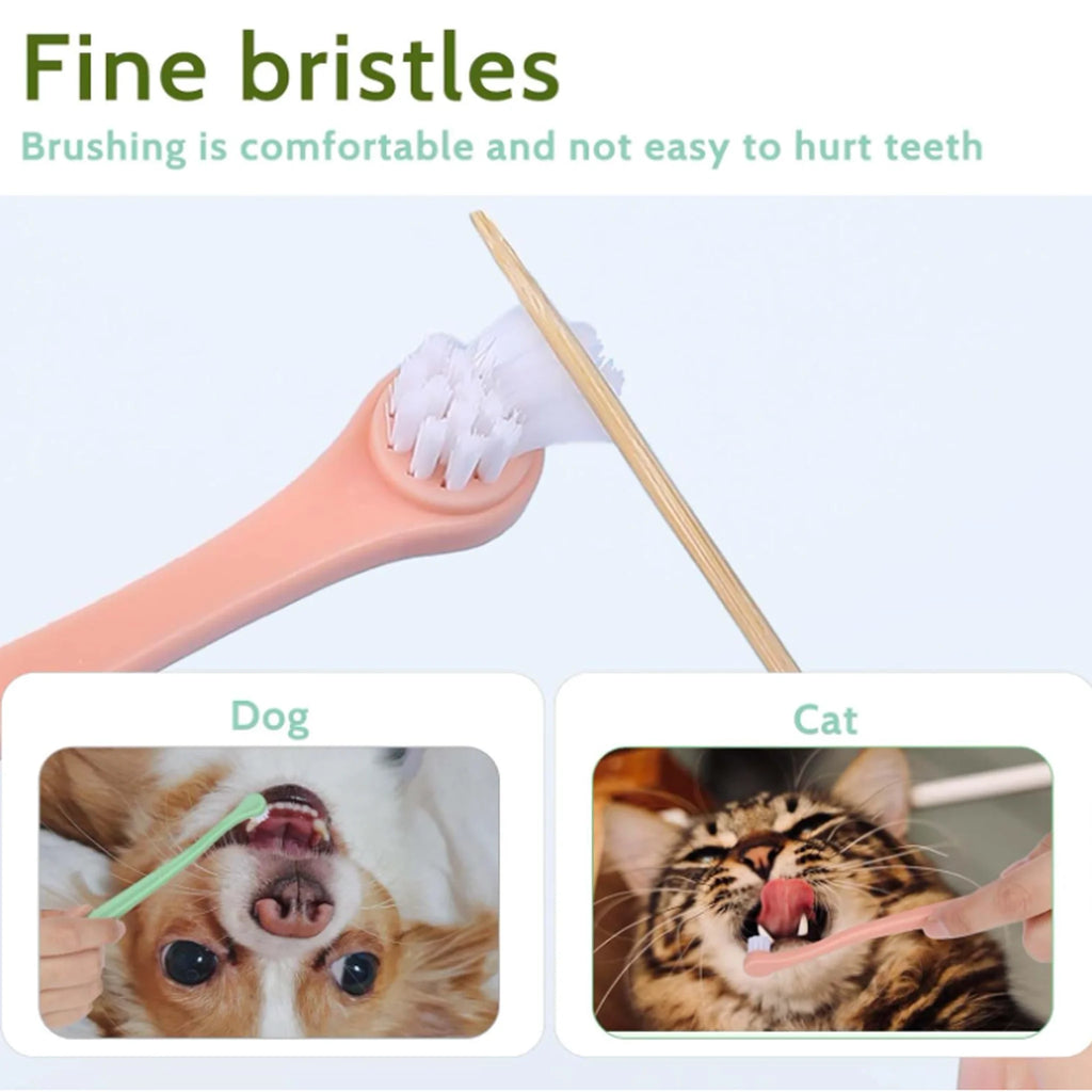 3 Pcs Pet Toothbrush Soft-bristled Toothbrush Designed For Easy Cleaning Teeth Of Cats & Dogs Suitable Small To Large Dogs, Cats