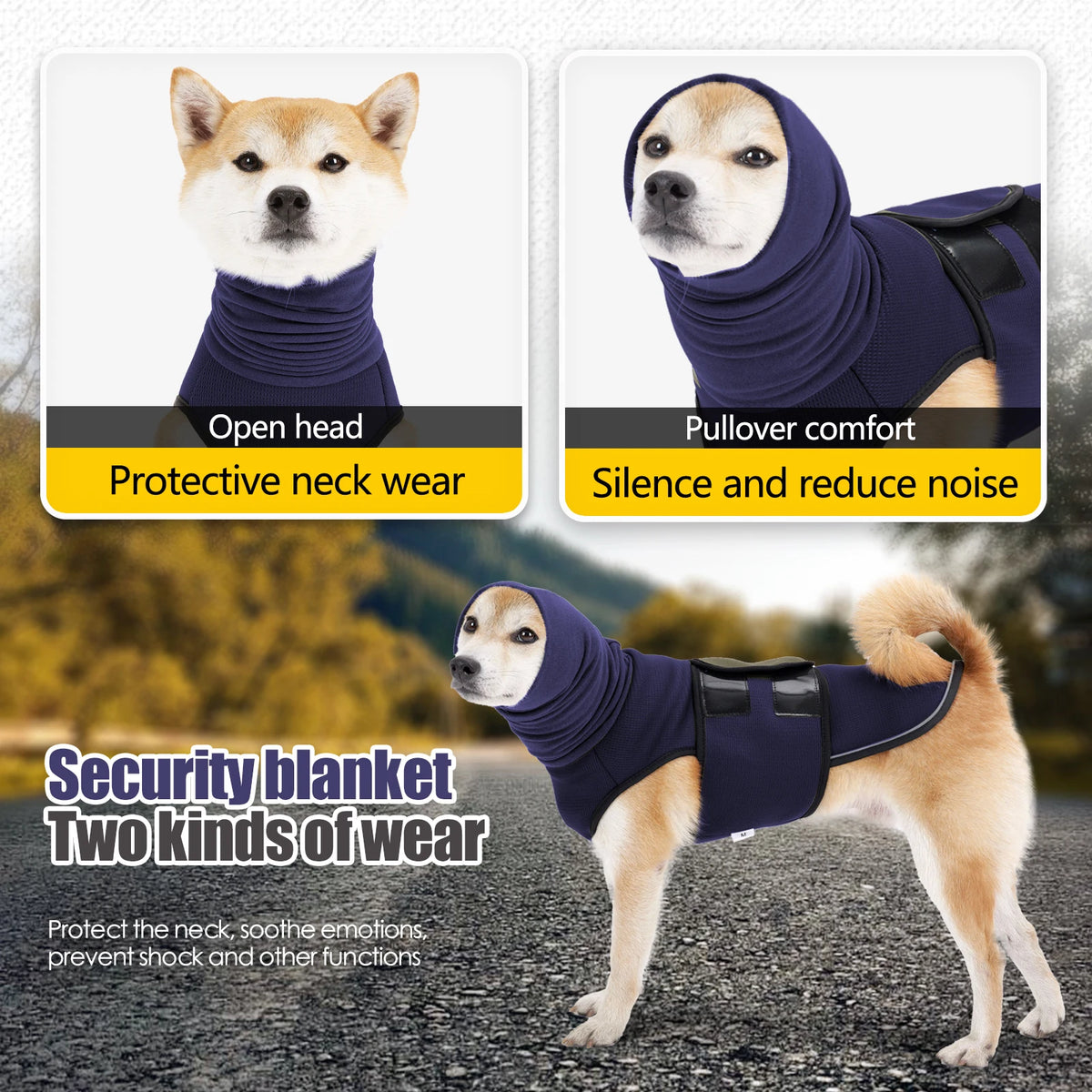 Dog Anxiety Relief Vest With Neck Warmer, Anti-Stress Calming Wrap