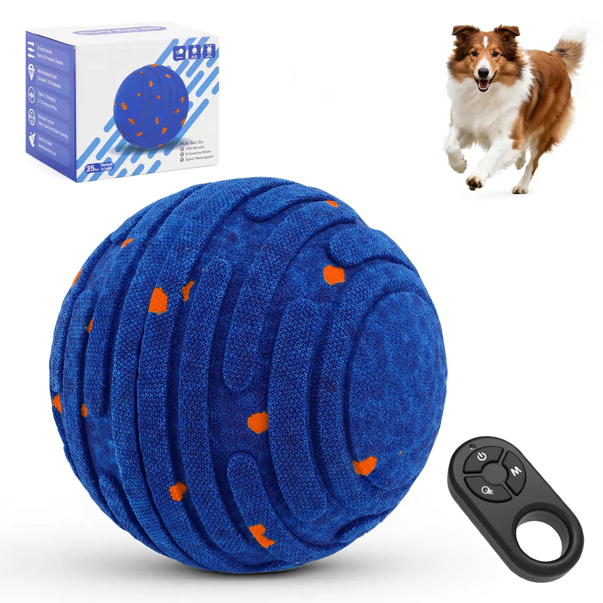 Smart Interactive Dog Toy, Indestructible E-Tpu Toy Ball For