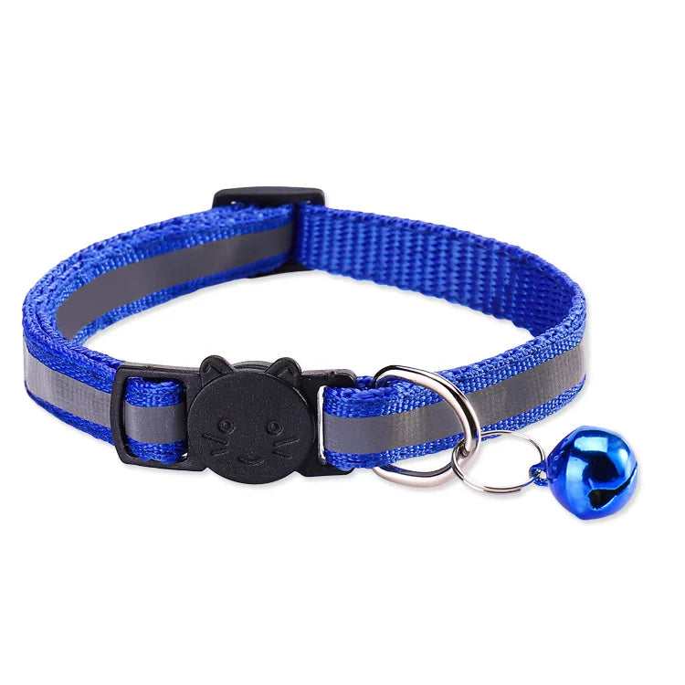 Reflective Pet Collar with Bell Adjustable Nylon Dog Cat Collar