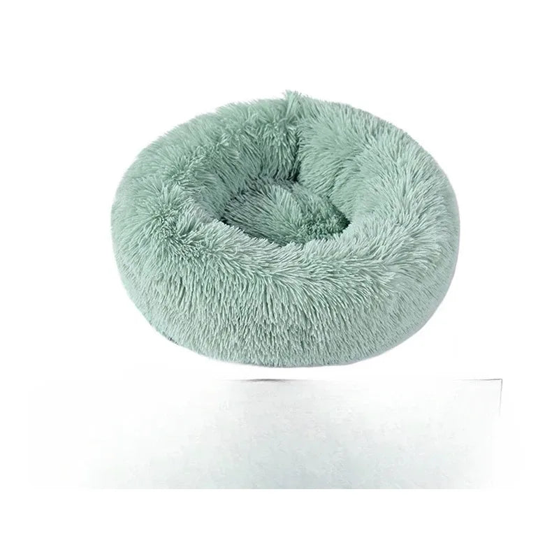 Soft Pet Cat Bed Pad Plush Warm Faux Fur Dog Calm Bed Donut Round