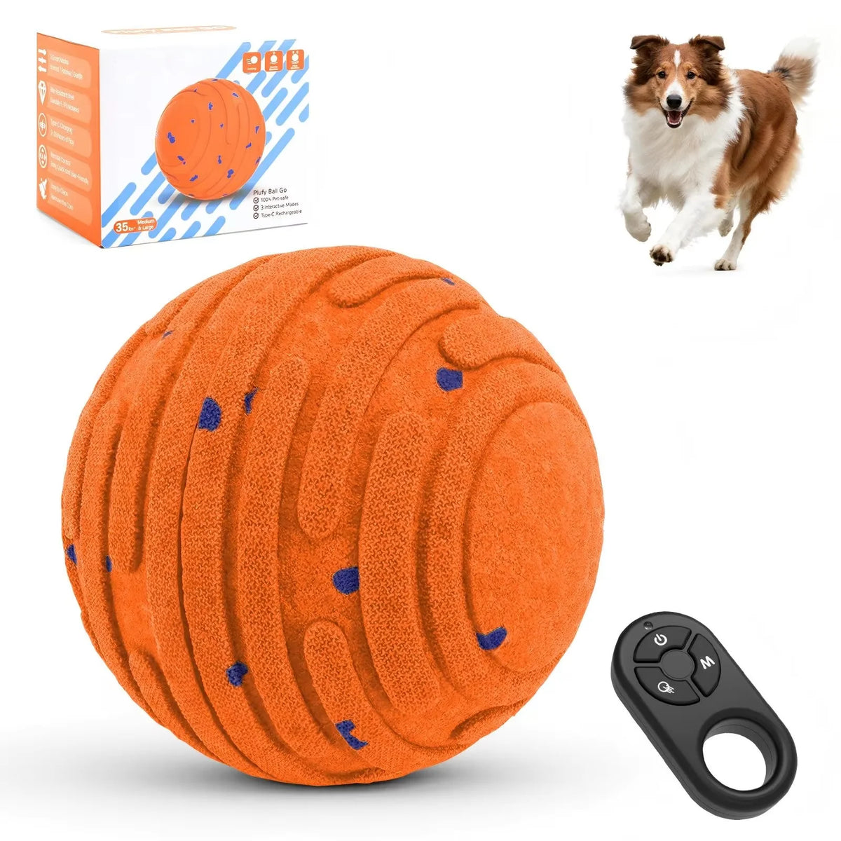 Smart Interactive Dog Toy, Indestructible E-Tpu Toy Ball For