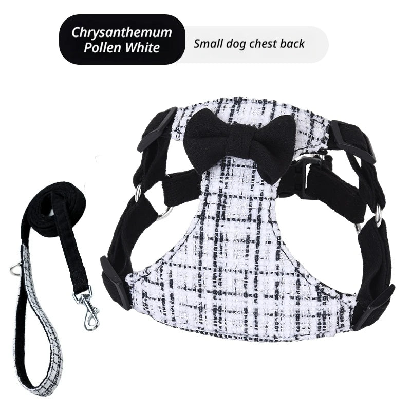 Bow Pet Chest Harness Leash 2-Piece Set, Comfortable Breathable