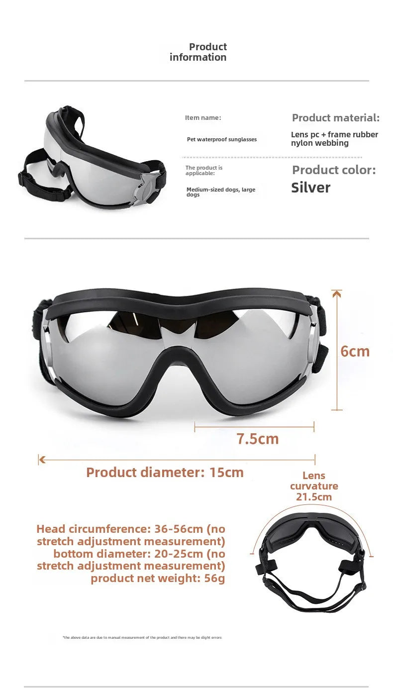 Transparent Color Pet Dog Goggles Waterproof Windproof Sunscreen